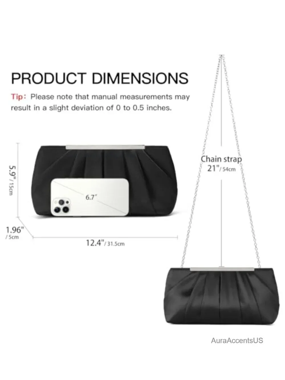Elegant Pleated Satin Evening Clutch Purse with Chain Strap